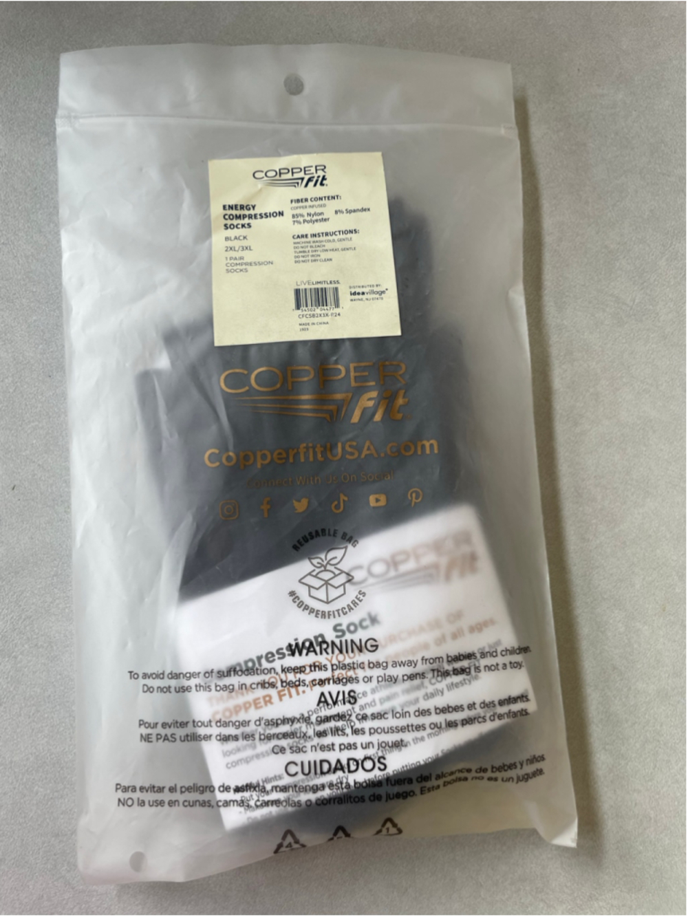Copper Fit Women's Compression Socks Black 2XL/3XL